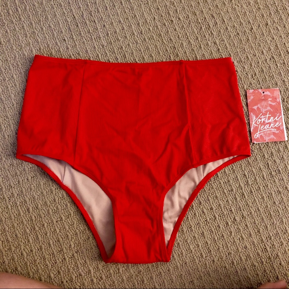 NWT Kortni Jeane ribbed red high cut bottoms
